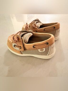 Sperry Tan and Cream Kids Moccasins
